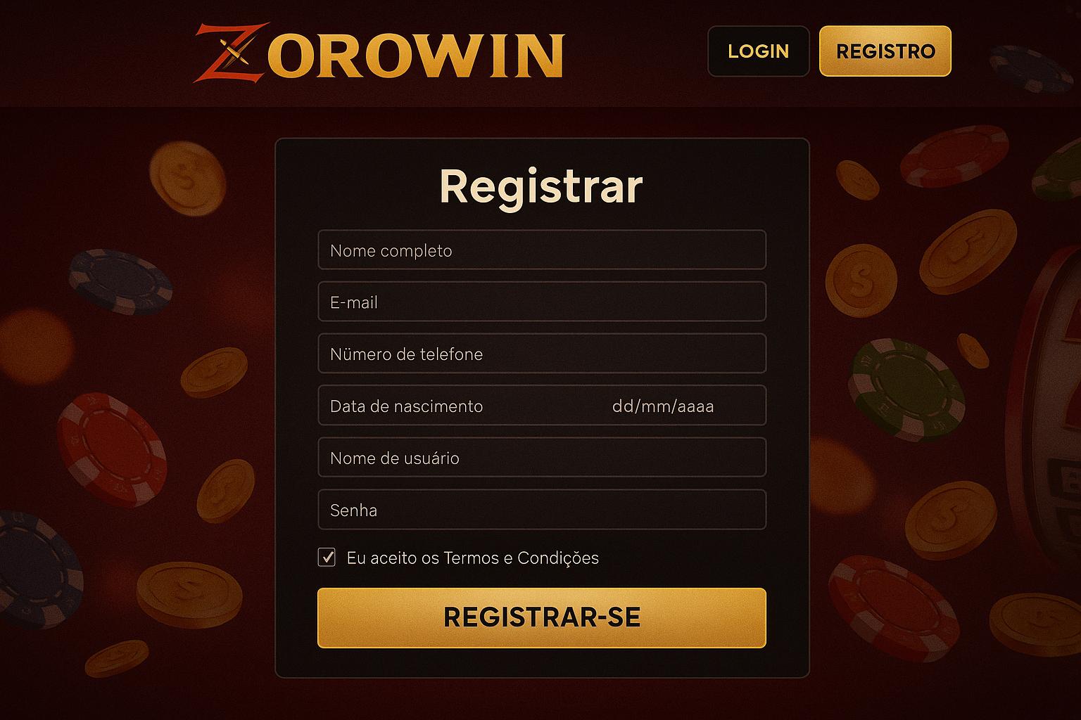 Não Perca tempo, o rRgistro na site ZOROWIN